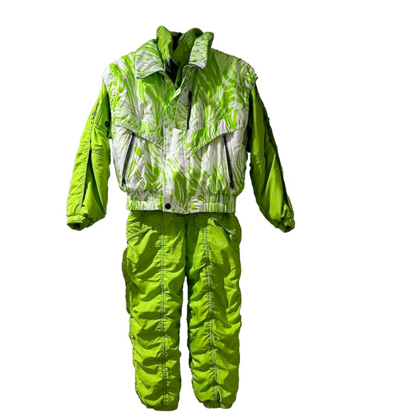 Vintage Girl Warm Snowsuit Ski Jacket Pants Set Windproof Green 140 M A000089 - Picture 2 of 15